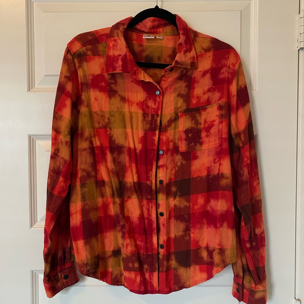 Betty Boop Los Angeles Orange Plaid Shirt - Picture 2 of 3